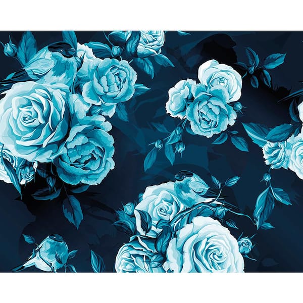 OhPopsi Blue Roses Wall Mural