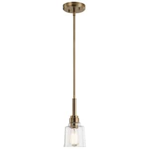 Aivian 5 in. 1-Light Weathered Brass Vintage Industrial Shaded Kitchen Mini Pendant Hanging Light with Clear Glass