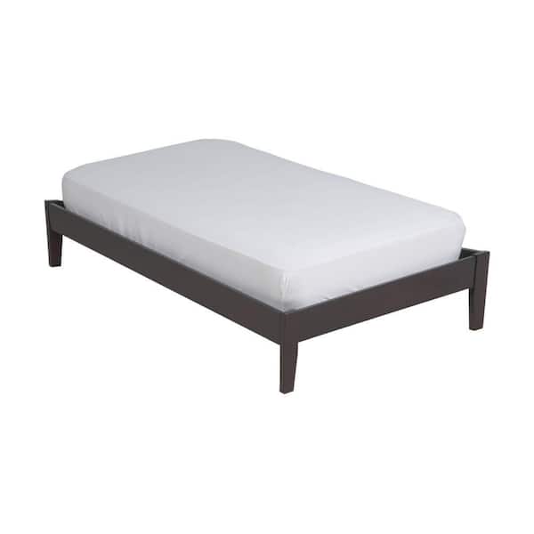 Evelyn Brown Wood Frame King Size Platform Bed with Low Profile