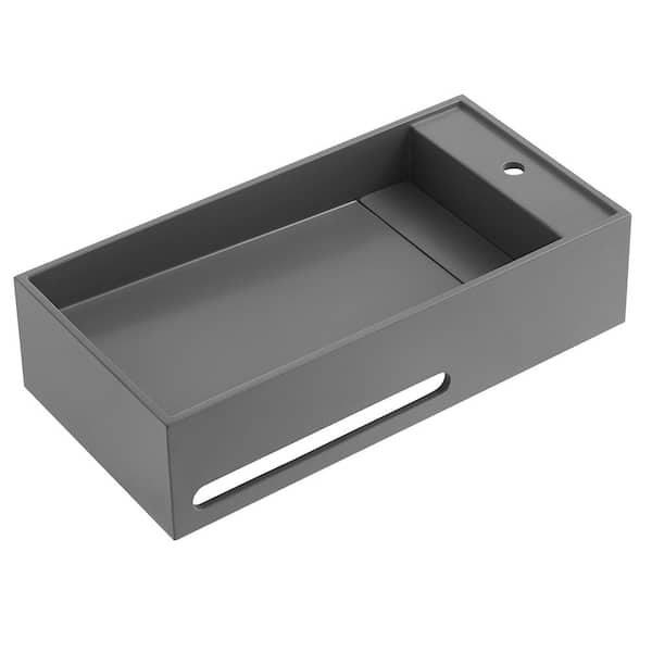 SERENE VALLEY 32 in. Wall Mount Solid Surface Bathroom Sink with Built-in Towel Bar in Matte Gray