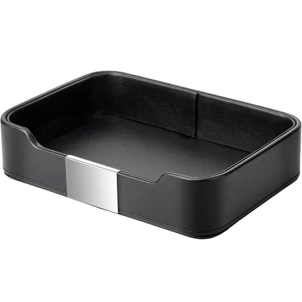 Black Luxury Leather Tray for Entryway & Desktop UM1KU63 - The