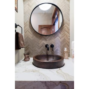 Oval Skirted Hammered Copper Vessel Sink in Oil Rubbed Bronze