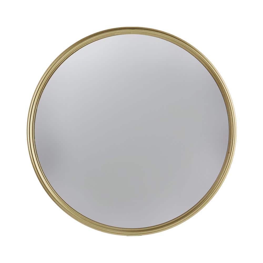 Modern 15 in. W x 15 in. H Round Framed Wall Bathroom Vanity Mirror in Gold