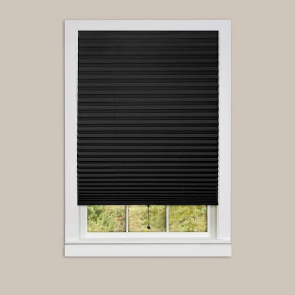 Achim 1-2-3 Black Vinyl Room Darkening Window Pleated Shade - 48 in. W x 75 in. L (6-pack)