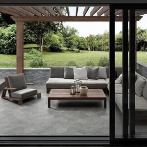 BAUHAUS GRAY HEX 9 in X 10 in Porcelain Floor and Wall Tile (Covers 5.39 Sq. Ft./11 pieces per case)
