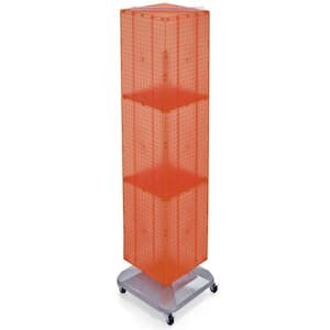 64 in. H x 14 in. W Interlock Pegboard Tower on a Revolving Base with Wheels in Orange