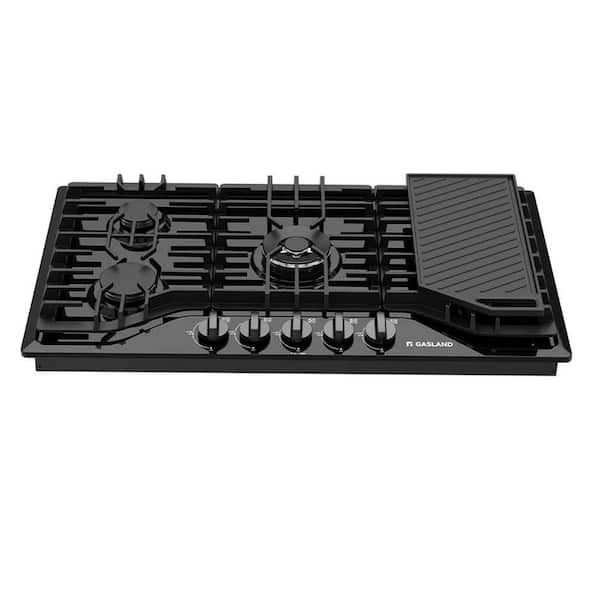 36 in. Recessed Gas Cooktop in Black with 5-Burners and Griddle, CSA Certified