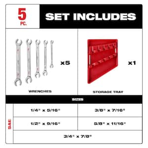 Double End SAE Flare Nut Wrench Set (5-Piece)