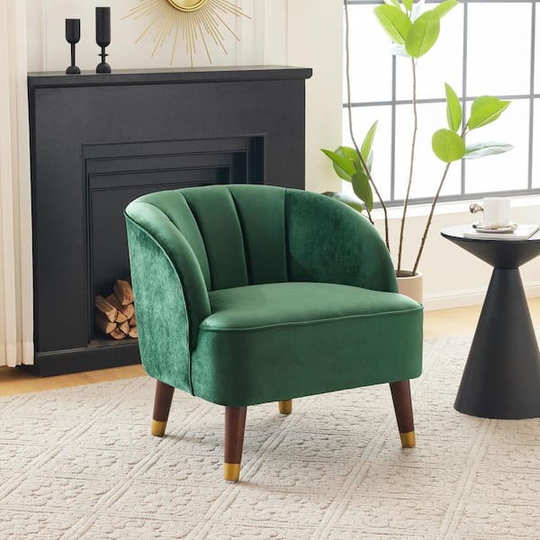 Noble House Heras New Velvet Emerald Modern Barrel Club Chair
