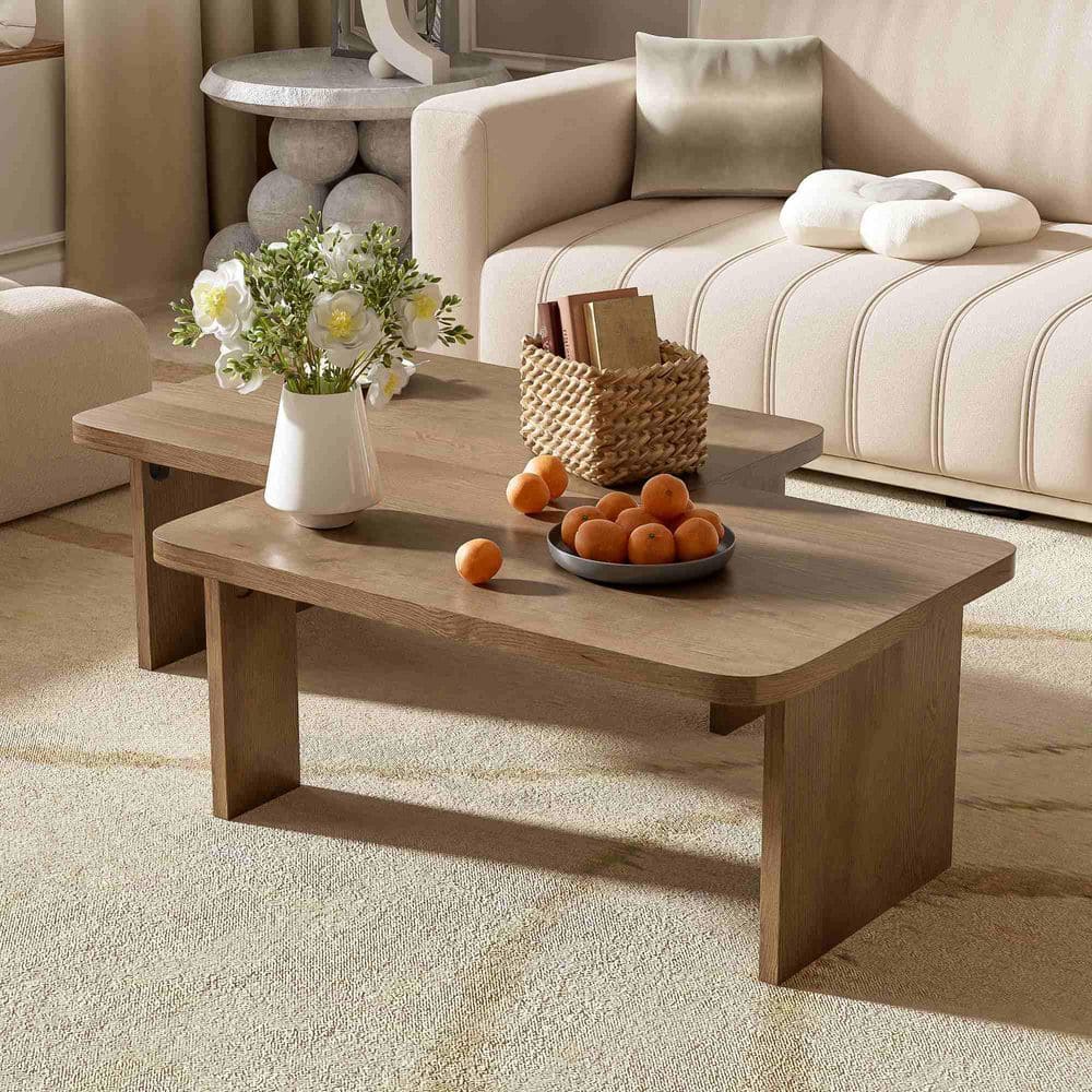 41.7 in. Natural Rectangle MDF Coffee Table