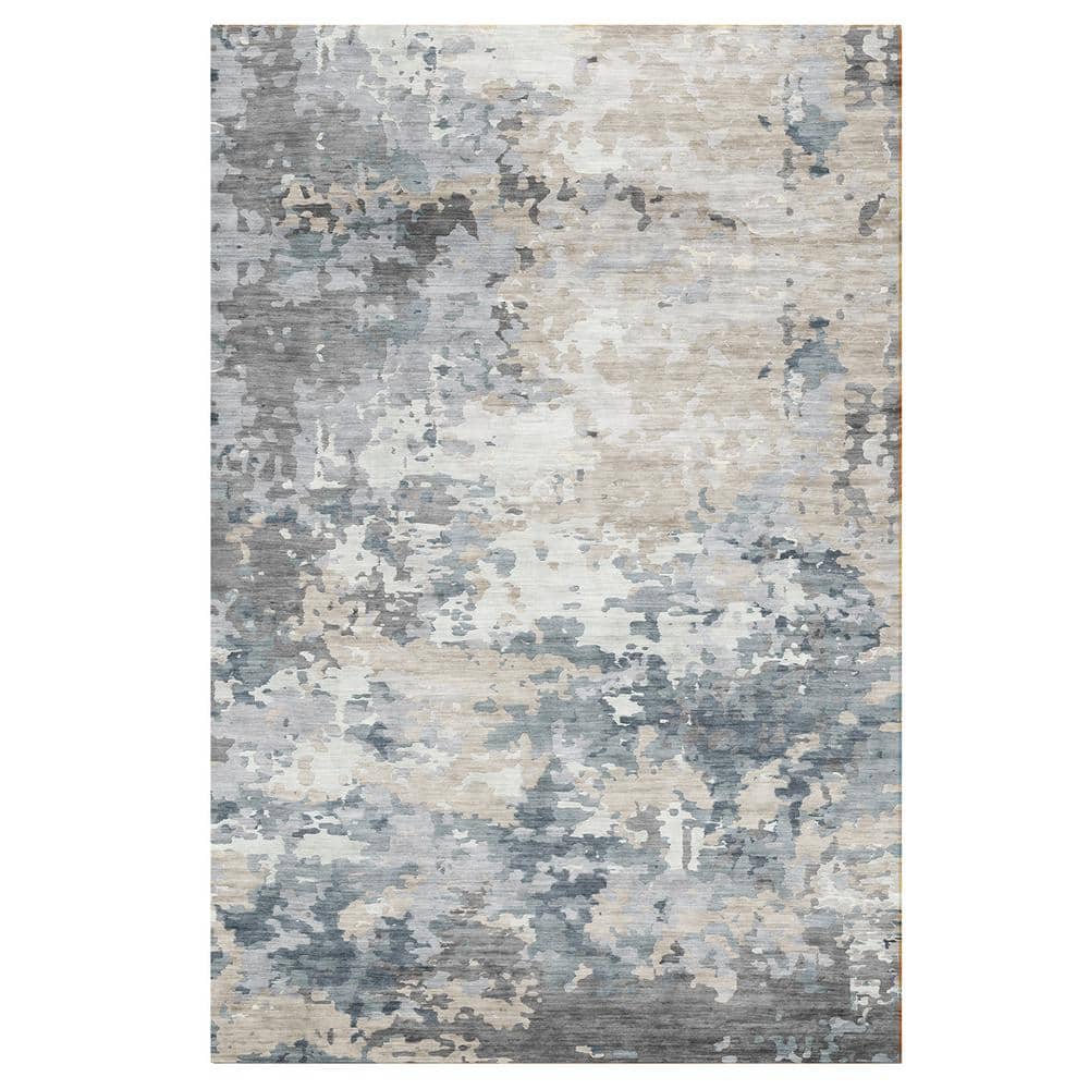 Crystal Print Kaori Light Blue 9 ft. x 13 ft. Abstract Digitally Printed Polyester Area Rug price history on PriceWatchPro
