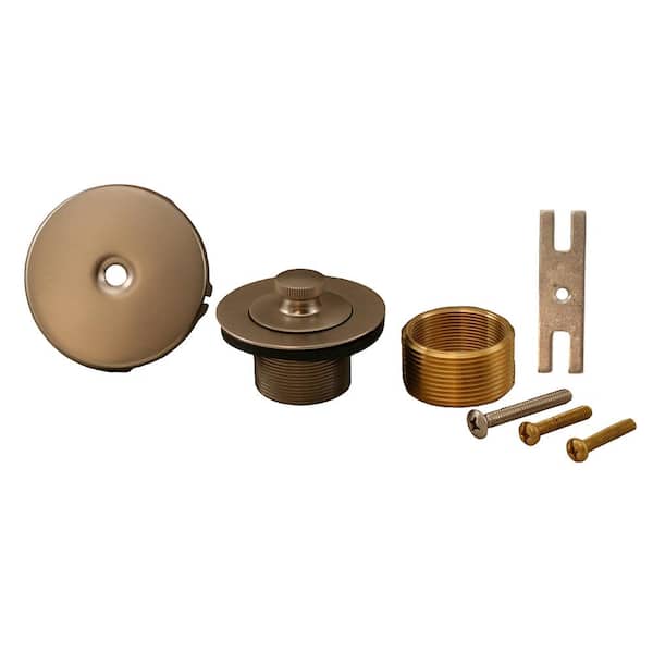 JONES STEPHENS Lift and Turn Bath Tub Drain Conversion Kit with 1-Hole Overflow Plate, Brushed Nickel
