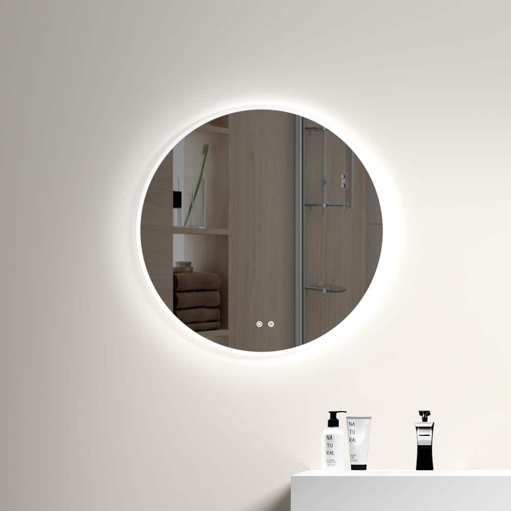 24 in. W x 24 in. H Round Frameless Anti-Fog Wall Mounted Bathroom Vanity M