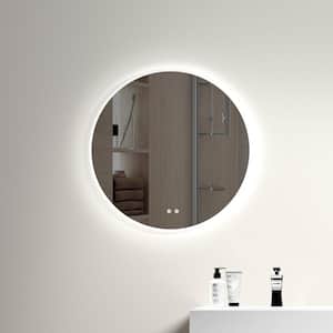 24 in. W x 24 in. H Round Frameless Anti-Fog Wall Mounted Bathroom Vanity Mirror in Silver