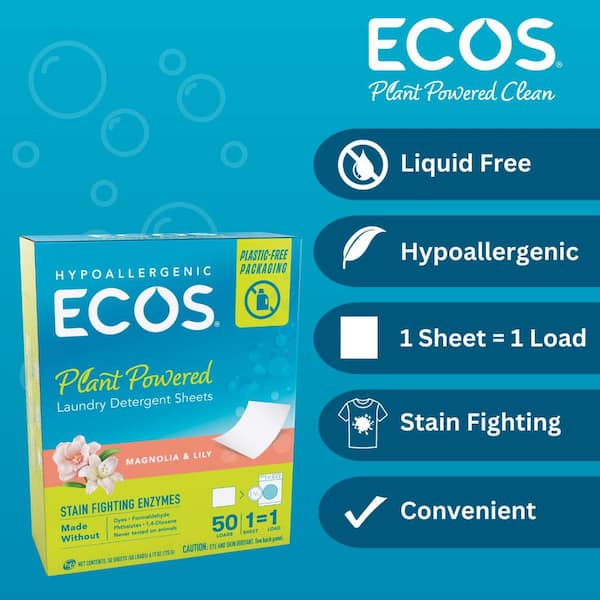 Ecosnext Laundry Detergent, Hypoallergenic, Free & Clear - 50 squares [175 g]