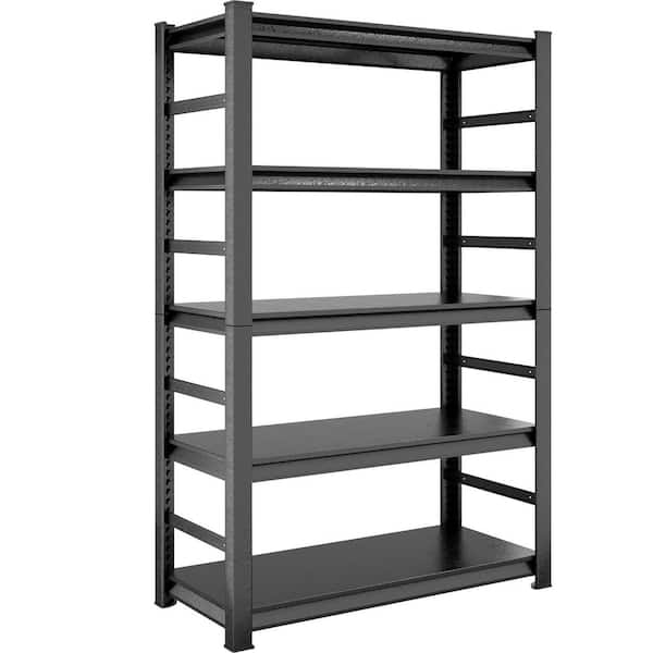 5-Tier Heavy Duty Metal Shelving Unit Adjustable Shelving, Storage Units and Storage Rack for Kitchen Garage in Black