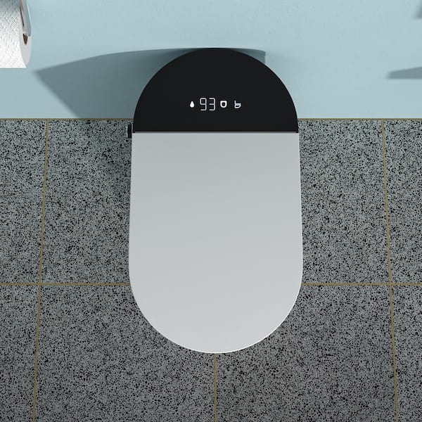 ANGELES HOME Elongated Bidet Toilet 1.28 GPF in White with Auto Open Cover, Night Light, Massage Washing, Auto Flushing, Smart Remote