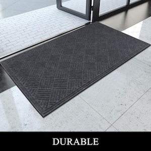 A1HC All Weather Durable Polypropylene Gray 36 in. x 60 in. Non Slip Backing Rubber Door Mat