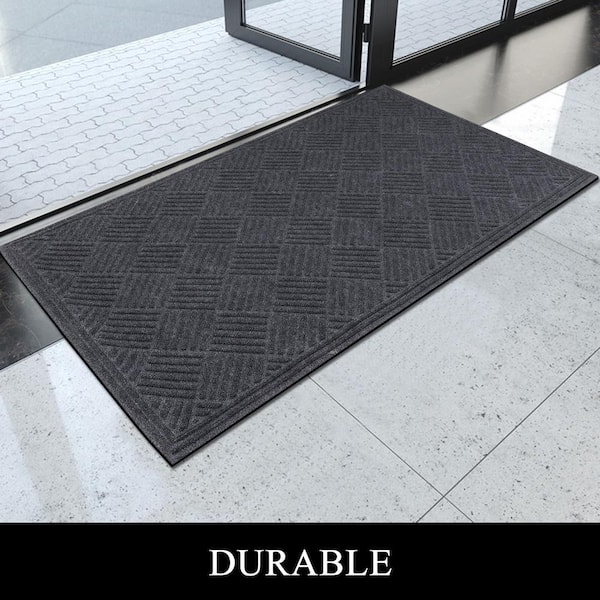 A1HC All Weather Durable Polypropylene Gray 36 in. x 60 in. Non Slip Backing Rubber Door Mat