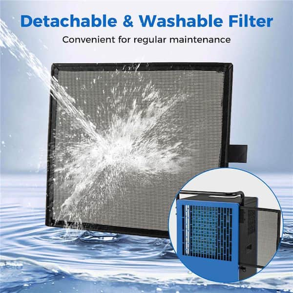 215 pt. 8000 sq. ft. Bucketless Commercial Dehumidifier in. Blue with Drain Hose 24H Timer Portable Handle