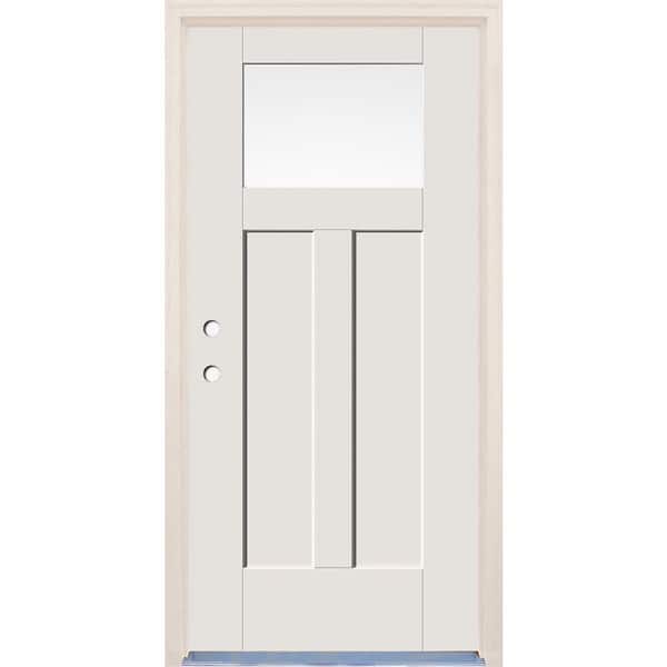Builders Choice 36 in. x 80 in. Right-Hand 1 Lite Unfinished Fiberglass Prehung Front Door with 4-9/16 in. Frame and Nickel Hinges