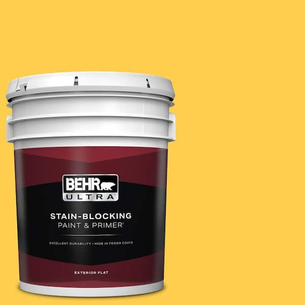 BEHR ULTRA 5 gal. #340B-6 Pineapple Soda Flat Exterior Paint & Primer