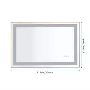 32 in. W x 24 in. H Large Rectangular Frameless Anti-Fog Dimmable Wall ...