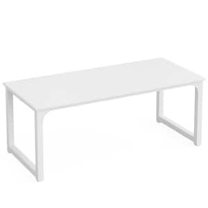 Halseey 70.8 in. W White Computer Desk Particle Board Wood Home Office Workstation Boardroom Desk