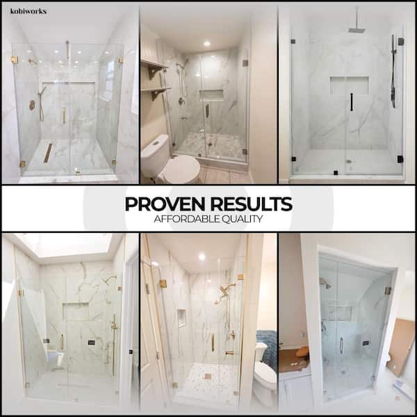 Kobiworks Nirvana 45 in. W x 76 in. H Frameless Hinged Shower Door