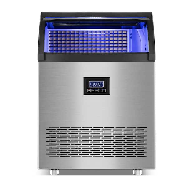 Gilati 19.5 in 360 lbs. 24H Half Size Cube Commercial Freestanding Ice Maker In Stainless Steel With Intelligent Control Panel