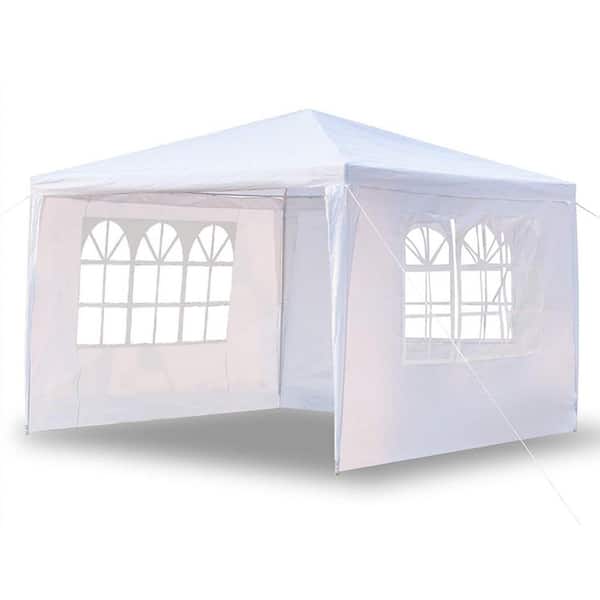 Cesicia 10 ft. x 10 ft. White Outdoor Canopy Tent With 3 Side Walls
