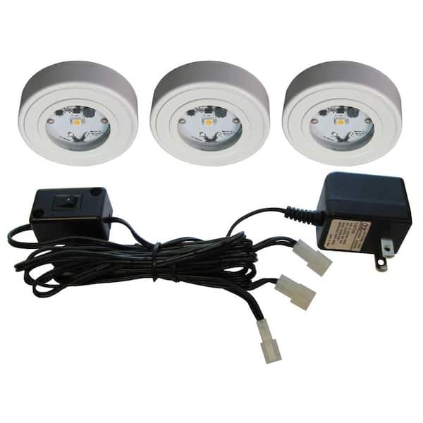 Unbranded Enviro White Metal LED Puck Light Kit (3-Pack)