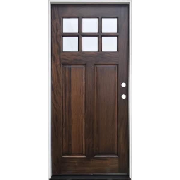 Pacific Entries 36 in. x 80 in. Espresso LH Inswing 6-Lite Clear Glass Stained Mahogany Prehung Front Door w/ 6-9/16 in. Jamb - FSC 100%