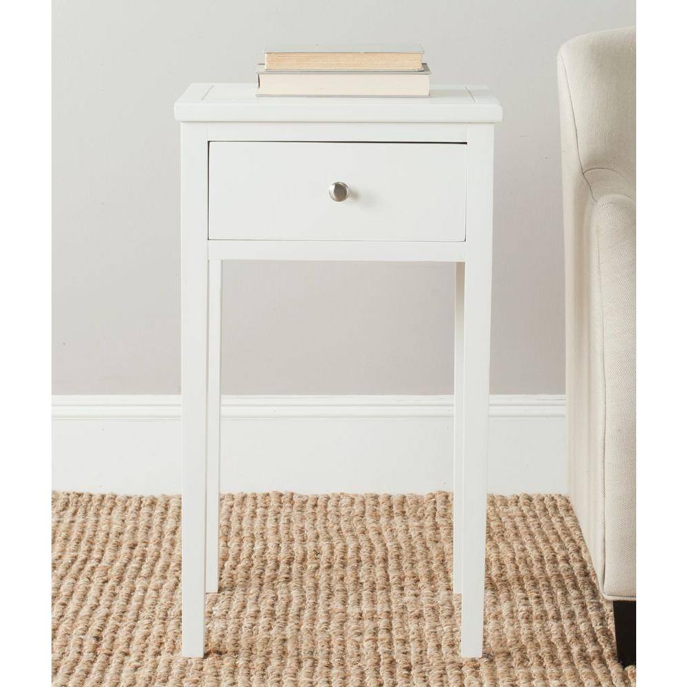 White Poplar Wood Nightstand with Storage Drawer