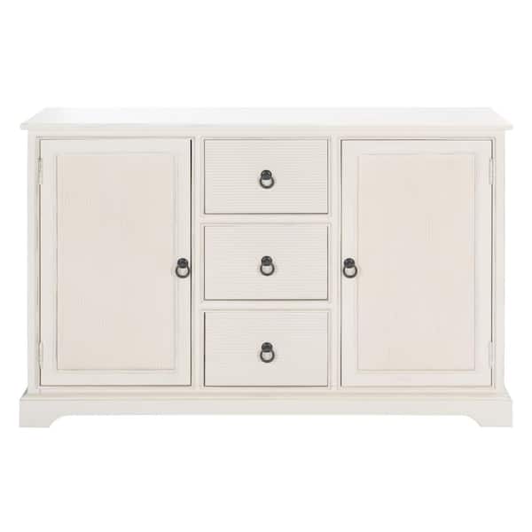 SAFAVIEH Adiland 13.4 in. Distressed White Rectangle Wood Console Table with Drawer