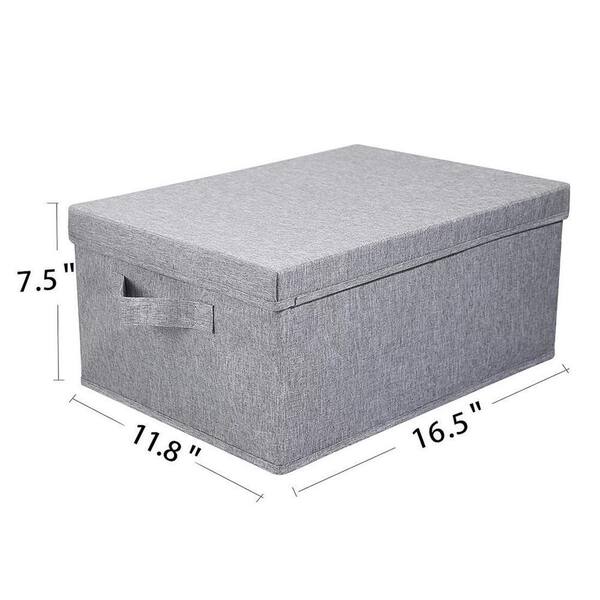 25 qt. Linen Clothes Storage Bin with Lid in White (2-Pack)