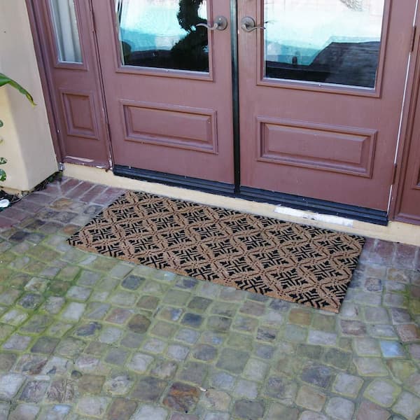 Classic Fleur de Lis 24 in. x 57 in. Coir and PVC French Matting