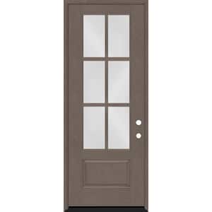 Regency 36 in. x 96 in. 3/4-6 Lite Clear Glass LHIS Ashwood Stained Fiberglass Prehung Front Door