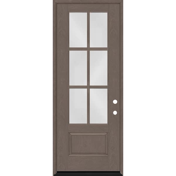 Steves & Sons Regency 36 in. x 96 in. 3/4-6 Lite Clear Glass LHIS Ashwood Stained Fiberglass Prehung Front Door