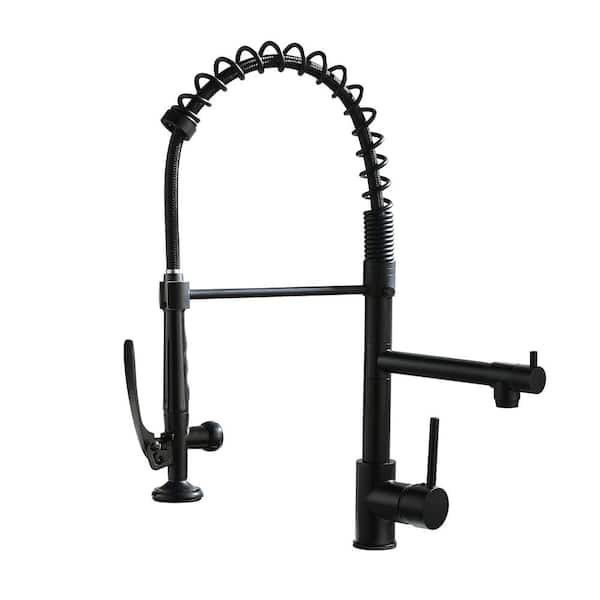WELLFOR Single Handle Pull Down Sprayer Kitchen Faucet with 360° Rotation in Matte Black