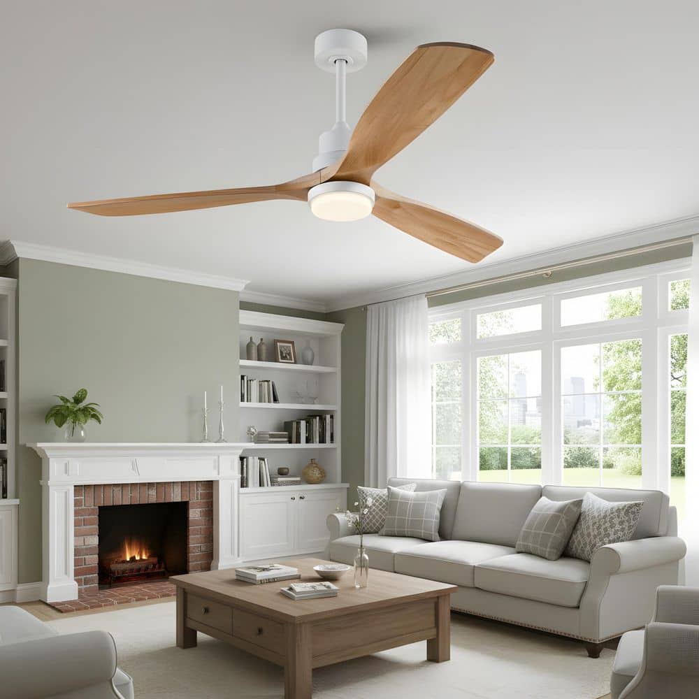 60 in. LED Indoor Downrod White Oak Ceiling Fan with Light Kit, Downrod, Solid Wood Fan Blade price history on PriceWatchPro