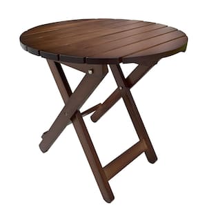 Brown Round Wood Outdoor Adirondack Portable Folding Side Table