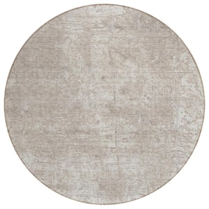 Ivory 8 ft. Round Woven Abstract Round Indoor/Outdoor Area Rug