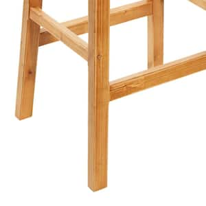 30 in. Brown Wood Woven Seat Bar Stool