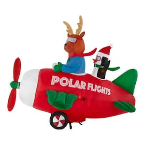 7 ft Pre-Lit LED Animated Airblown Polar Flights Airplane Scene Christmas Inflatable