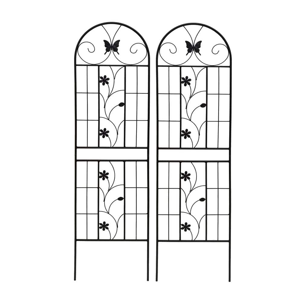 86.7 in. Black Powder-Coated Metal Garden Trellis for Climbing Plants(2-Pack) Rustproof Outdoor Flower Support price history on PriceWatchPro