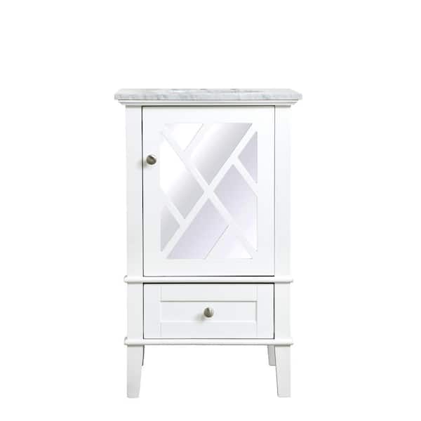 Unbranded Simply Living 21 in. W x 20.5 in. D x 35 in. H Bath Vanity in White with Carrara White Italian Marble Top