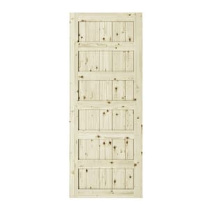 37 in. x 84 in. Shaker 6-Panel Unfinished Pine Interior Barn Door Slab