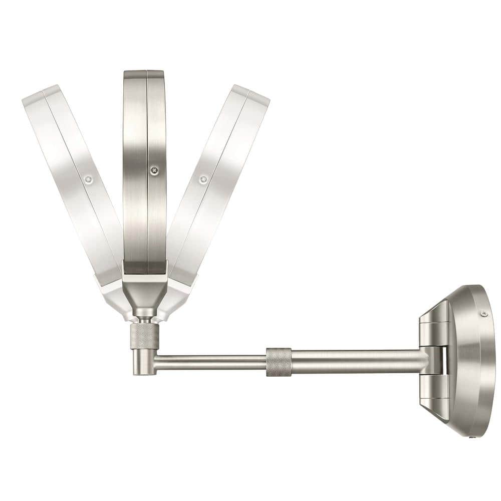 Satin Nickel LED Wall Mount Vanity Mirror with Telescoping Arm