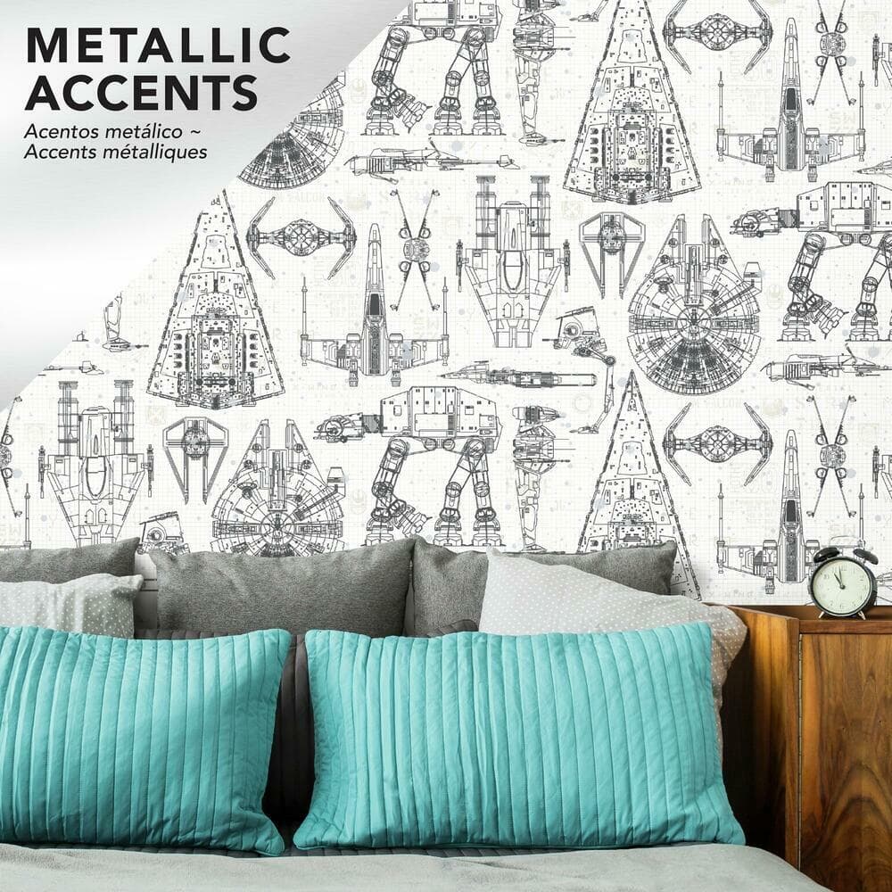 Gray Star Wars Blueprint Peel and Stick Wallpaper Roll